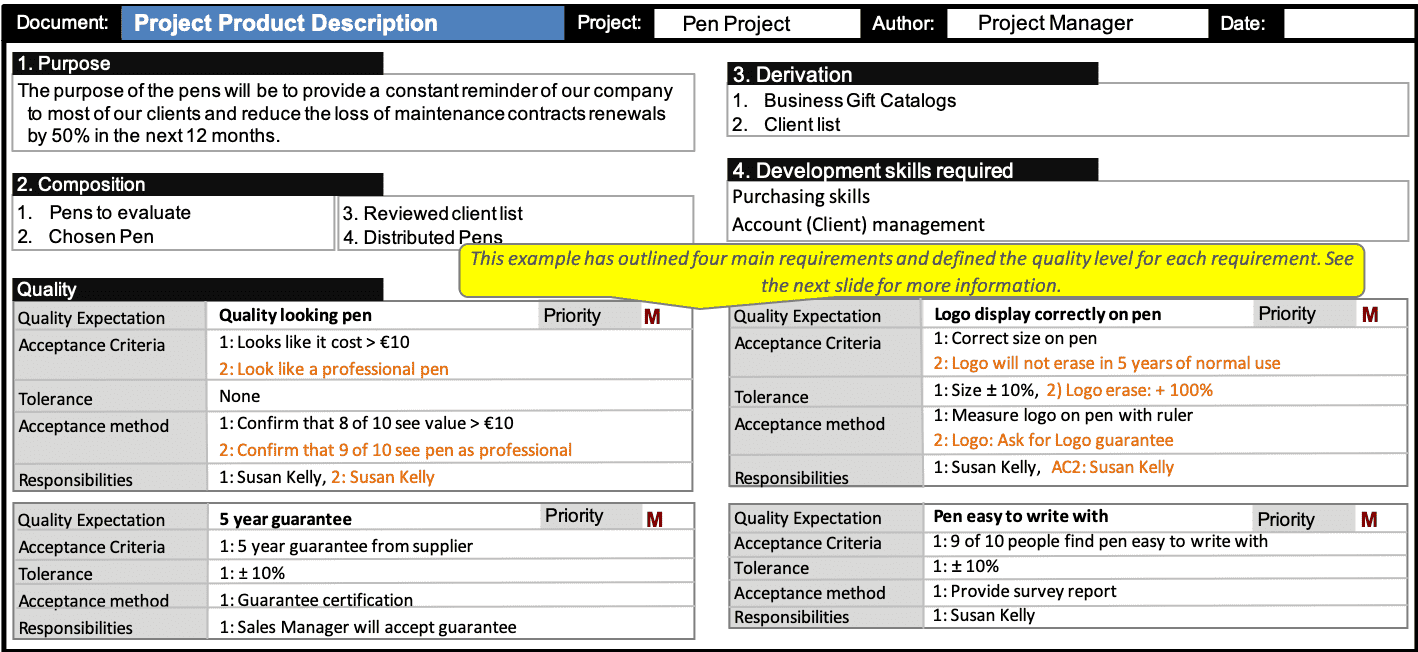 Project Product Description :: PRINCE25® wiki